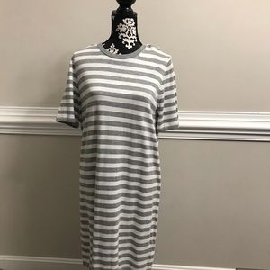 Michael Kors Dress Grey White Stripe Short Sleeves
